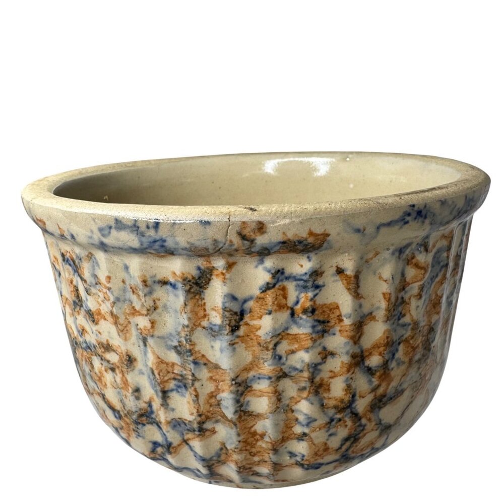 Redwing Spongeware Stoneware Bowl Speckled Vintage Ceramic 7" Diameter Crock A - Picture 4 of 12